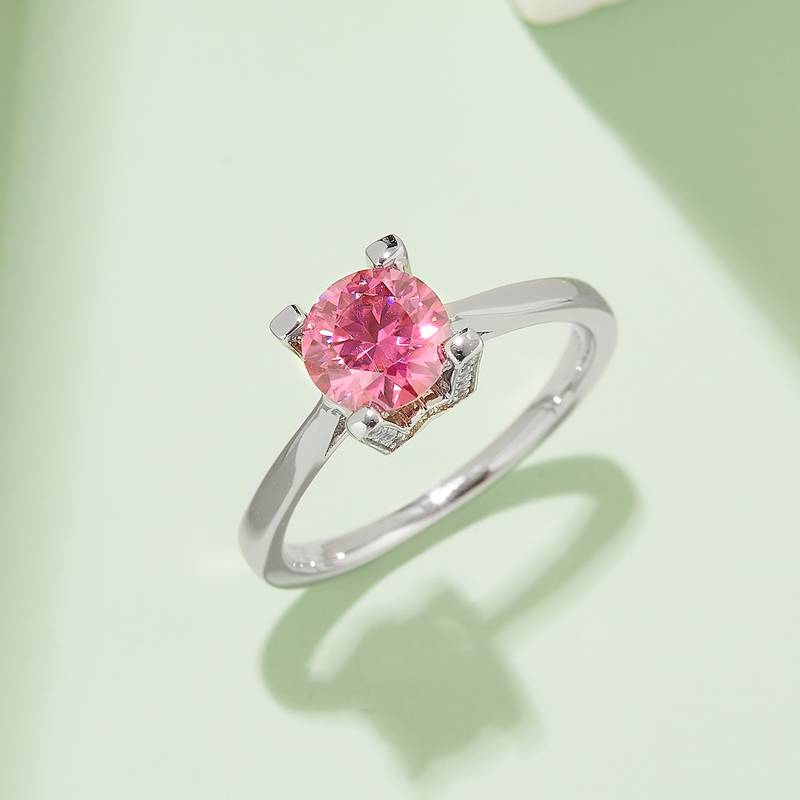 直臂V镶HWLetter字母S925银镀白金MoissaniteWomen's Ring1ctD级